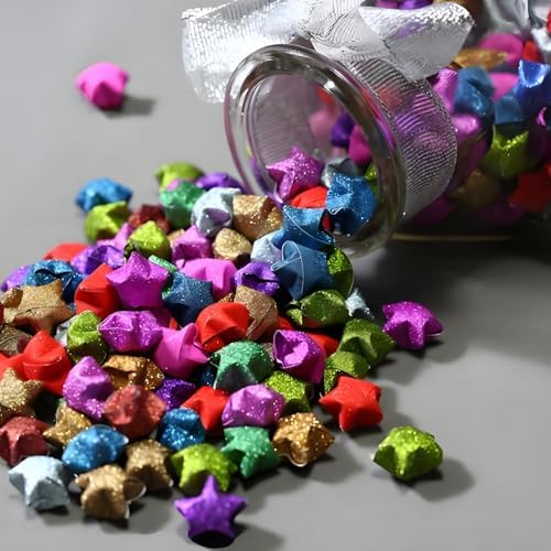 520 Sheets Flash Diamond Origami Star Paper Strips 7 Different Styles Glitter Lucky Paper Stars Strips for DIY Handmade Crafts - Image 5