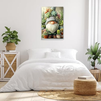 Bowetile Framed Paint by Numbers Gnome Kit for Adults, Adults' Paint-by-Number Kits on Canvas, Painting by Numbers Succulents, DIY Acrylic Number Painting for Home Wall Decor, 8x12in - Image 4
