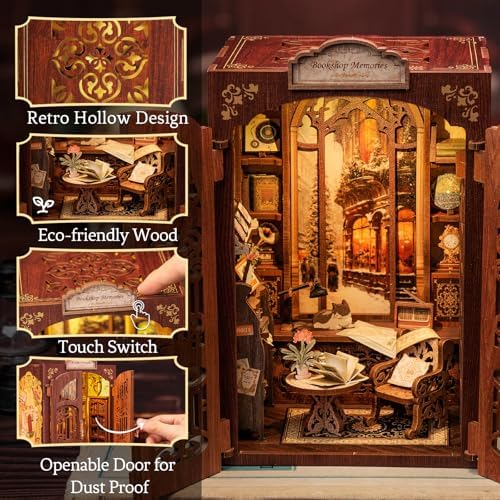Book Nook Kit Bookshop Memories - 3D Wooden Puzzles with LED - Image 3