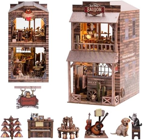 Book Nook Kit - DIY Miniature House Diorama Dollhouse Kit, Booknook Tiny Western Bookshelf Decor, 3D Wooden Puzzle for Adults,DIY Hobby Craft Gift(Old Town Saloon) by Wondyland