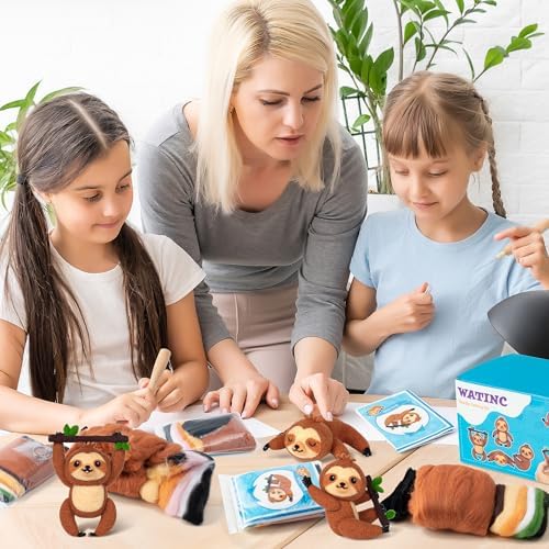 WATINC Needle Felting Starter Kit - Cute Doll Wool Felt Needle Felting Tools Foam Pad, DIY Home Decoration Needle Felting Craft Party Supplies for Beginners - Image 5