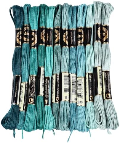 12 Skeins 6 Strands Green Embroidery Floss Thread for Jewelry by CABODYALS