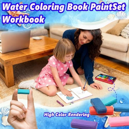 Watercolor Workbook - Coloring Book Beginner Friendly Painting Kit, Watercolor Workbooks for Adults with 24 Colors Paint, Exploration Gift for Adults Teens (Seaside) - Image 2