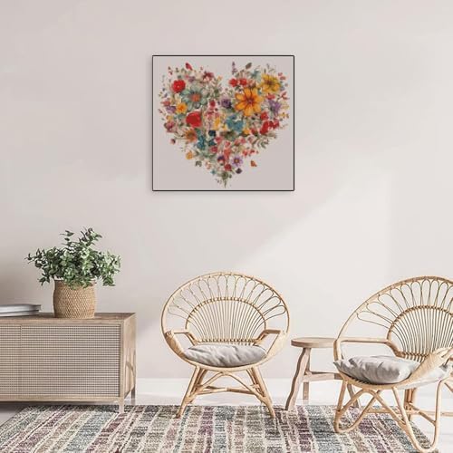 Valentine's Day Stamping Cross Stitch Kit, Flowers Counting Cross Stitch Kit for Adult Beginners , Full Line DIY Cross Stitch Stitching Kit for Home Decor Cross Stitch Patterns 13.7x13.7 inches - Image 5