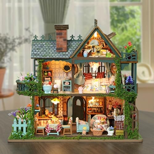 Plustopoy DIY Miniature House Kit - DIY Mini House Building Kit - Wooden Dollhouse Miniature Kit -Tiny Garden House Diorama Building Kits with Light - 3D Puzzle Adult Craft Unique Gift - Image 5