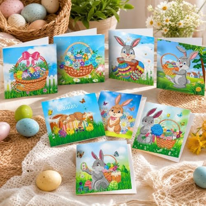 8PCS Outdoor Rabbit DIY Greeting Card Kits with Envelopes Diamond Art Greeting Cards Diamond Art Cards Kits for Adults DIY Crafts Family Friend Gifts - Image 3