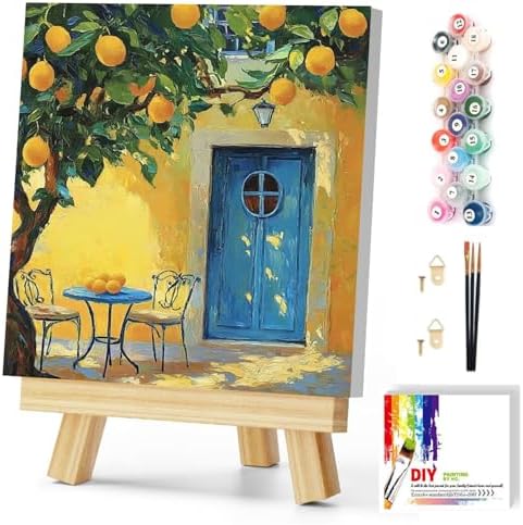 Gemozaic Lemon Tree Paint by Numbers Kit for Adults with Frame and Easel by Gemozaic