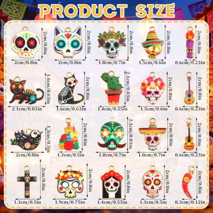 MARFOREVER 40 Pcs/20 Pairs Dia De Los Muertos Charms for Jewelry Making - Image 2