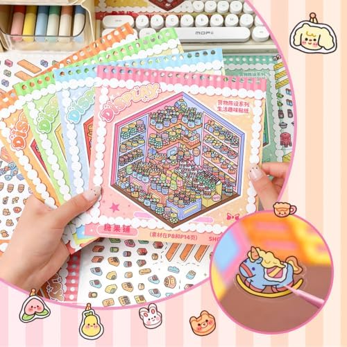 10Pcs 3D Sticker Scene Book, DIY Big Size Scenes Sticker Book - Image 5