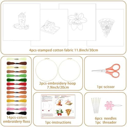 BEUNITONE 4 Set Strawberry Embroidery Kit with Hoops for Adult Beginners - Image 2