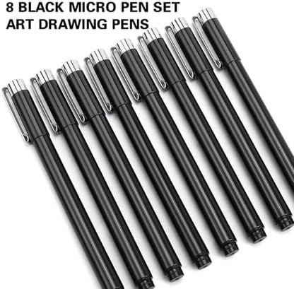Muchcute Micro Fineliner Drawing Art Pens: 8 Black Artist Supplies Adults - Image 3