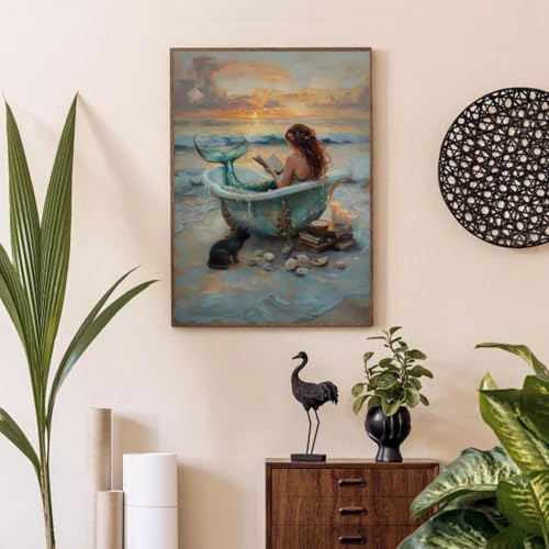 Mermaid bathtub Paint by Numbers Kit for Adults Beginner (Without Frame) - Image 3