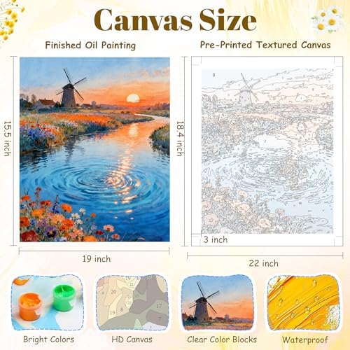 NKVNKV Paint by Numbers Kit for Adults Beginners, Mountain Adult Paint by Numbers on 20" Lx16 W Canvas for Painting Kits for Adults in Colorful Box，for Gift Home Wall Decor Without Frame - Image 3