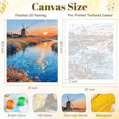 NKVNKV Paint by Numbers Kit for Adults Beginners, Mountain Adult Paint by Numbers on 20" Lx16 W Canvas for Painting Kits for Adults in Colorful Box，for Gift Home Wall Decor Without Frame - Image 3