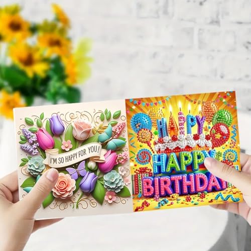 jinglinhh 6pcs Happy Birthday Football Butterfly Diamond Art Painting Greeting Cards with Envelopes, DIY Card Making Kits for Adults, Diamond Art Postcards Christmas Cards Craft Gifts - Image 7