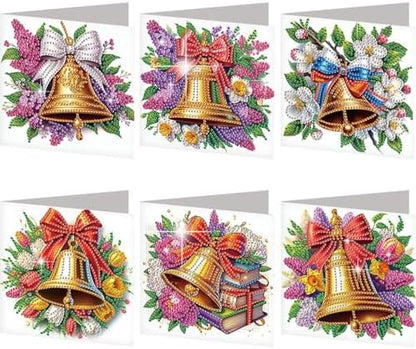 jinglinhh 6pcs Christmas Bell Lavender Tulip Flower Diamond Art Painting Greeting Cards with Envelopes, DIY Card Making Kits for Adults, Diamond Art Postcards Christmas Cards Craft Gifts by Unknown