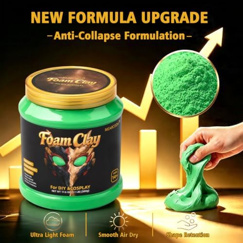 MEARCOOH Modeling air Dry Foam Clay Green Cosplay Magic Clay 500g (17.6oz) - Image 3