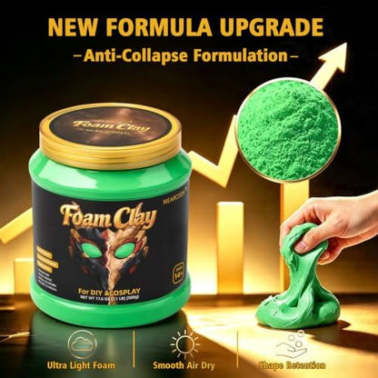MEARCOOH Modeling air Dry Foam Clay Green Cosplay Magic Clay 500g (17.6oz) - Image 3