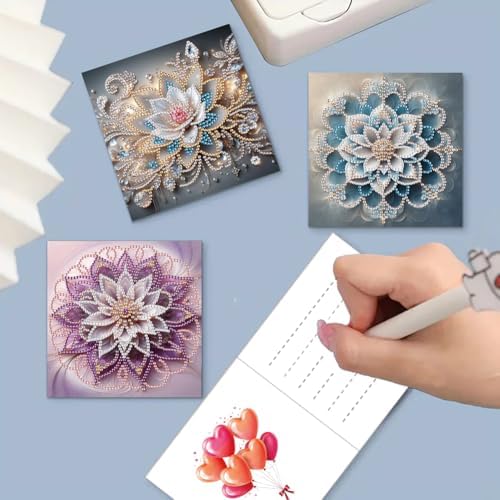 jinglinhh 6pcs Mandala Flower Butterfly Rose Diamond Art Painting Greeting Cards with Envelopes, DIY Card Making Kits for Adults, Diamond Art Postcards Holiday Cards Craft Gifts - Image 4