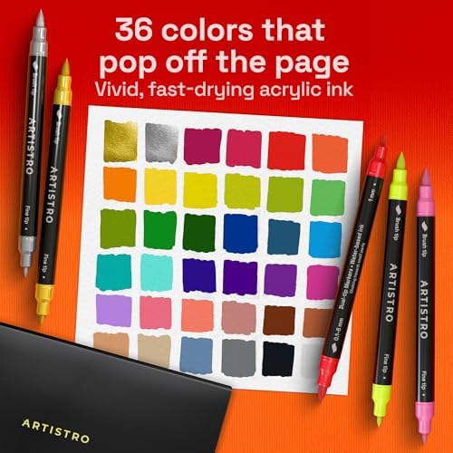 ARTISTRO 36 Dual-Tip Acrylic Paint Marker Pens for Drawing - Image 2