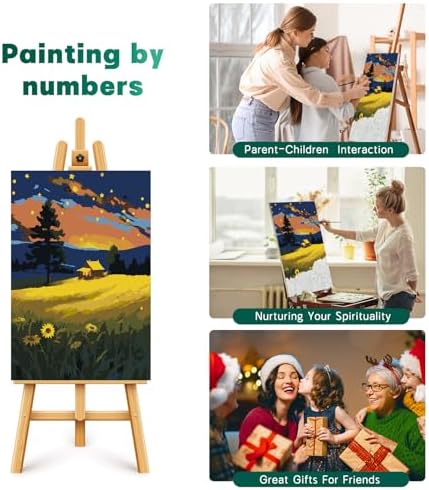 Framed Paint by Numbers Kit for Adults Beginner, Starry Night Easy Adult Paint by Number Kits on Canvas, DIY Acrylic Watercolor Landscape Oil Paint by Number for Adults for Home Decor Gift 8x12 Inch - Image 6