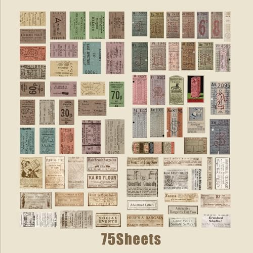 150 PCS Vintage Retro Collage Stickers - Old Tickets & Advertisements Distressed Paper Craft Stickers for Scrapbooking Home Decor Journaling Retro Enthusiasts - Image 3