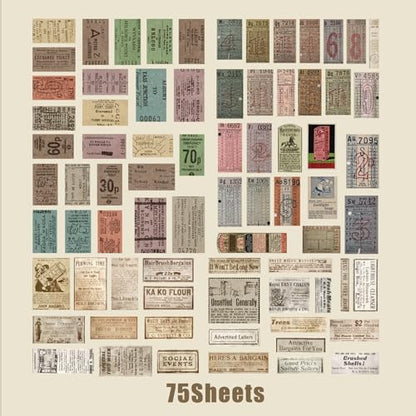 150 PCS Vintage Retro Collage Stickers - Old Tickets & Advertisements Distressed Paper Craft Stickers for Scrapbooking Home Decor Journaling Retro Enthusiasts - Image 3