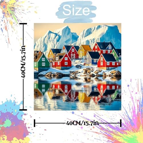 Jiqinsiye Houses Adults Paint by Number Kits,Snow Mountain Painting by Number Kits on Canvas,Large Color by Numbers Adult Watercolor Gifts for Friends Wall Decor - Image 3