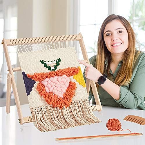 WILLOWDALE Weaving Loom for Kids, 16.5" L x 15.7" W Wooden Loom Kit - Image 5