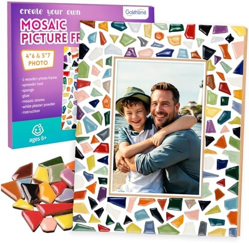 goldentime Decorate Your Own Mosaic Picture Frame - DIY Mosaic Craft Kits Fun Arts and Crafts for Adults Birthday Christmas Father's Day Mother’s Day Gifts by Goldentime
