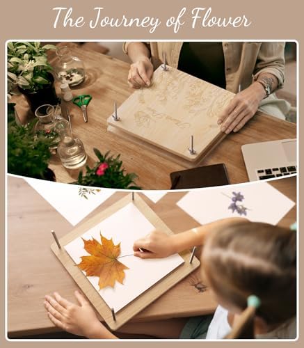 Wakhow Flower Press Kit, 11" x 11" Large Wooden Flower Press for Adult Teen - Image 7