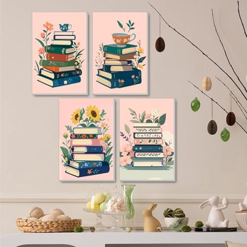 ICYANART 4 Pack Book Paint by Numbers Kit for Adults with Frame Simple - Image 2