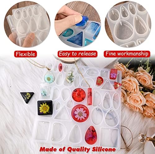 Resin Jewelry Molds for Casting - Silicone Molds for Epoxy Resin, Pendant Mold for DIY Gem Cabochon, Earring, Necklace Jewelry Making - Image 4