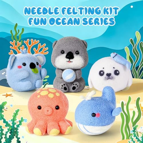 Gipony Needle Felting Kit,5Pieces Animal Making Wool Needle Felting Starter Kit with Instruction,Felting Kits for Beginners Adult,Needle Felting kit Beginner,Wool Felting kit, - Image 4