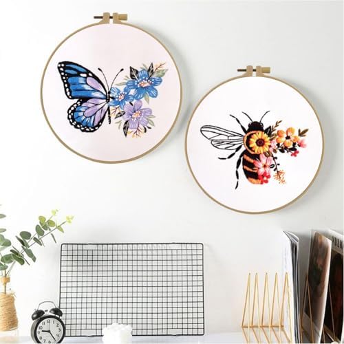 Esffaci Embroidery Starter Kit for Adult Beginner with Bee Pattern Hand Embroidery Set with Embroidery Cloth Hoop Needle Threader Embroidery Floss and Instruction - Image 6