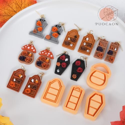 Puocaon Halloween Bookshelf Polymer Clay Cutters for Jewelry Earring Making - Image 5