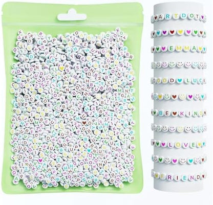 ARTDOT 800 Pieces Assortment Letter Beads for Friendship Bracelets Making Kit, 28 Styles Jewelry Making Supplies Alphabet Beads Set Preppy Crafts Art, Multicolor White by ARTDOT