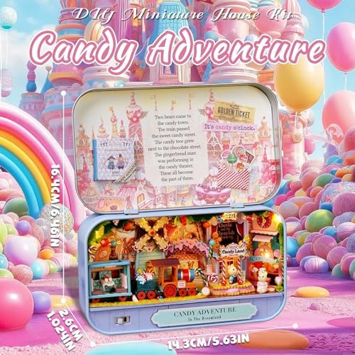 Kisoy Dollhouse Miniature with Furniture Kit, Handmade DIY House Model for Teens Adult Gift (Candy Adventure) - Image 2