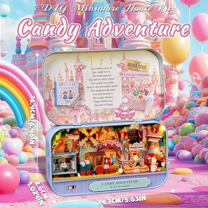 Kisoy Dollhouse Miniature with Furniture Kit, Handmade DIY House Model for Teens Adult Gift (Candy Adventure) - Image 2