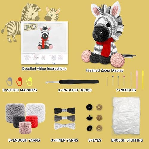 CODGP Crochet Kit for Beginners, 11.8-Inch Zebra Crochet Kit for Adults - Image 3
