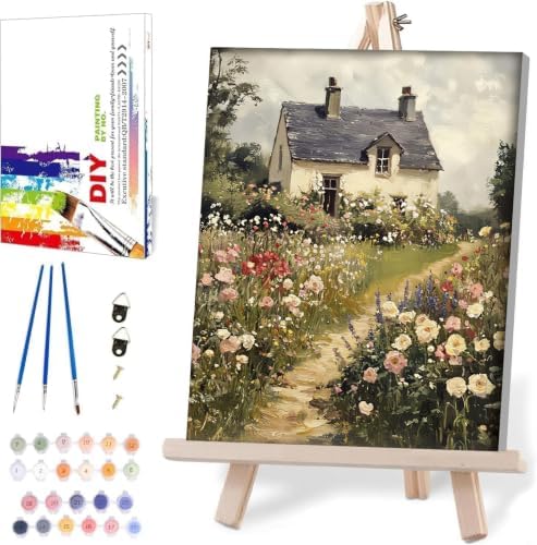 WUDWL Paint by Numbers Kit for Adults Framed Canvas, with Wooden Easel by WUDWL