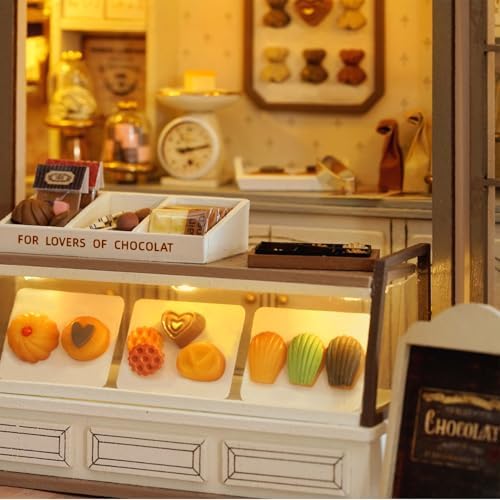 MAGQOO DIY Miniature Dollhouse Kit with Furniture Creative Room Mini Wooden Doll House Accessories DIY Miniature House Kit (Leisurely Joy Bakery) - Image 6