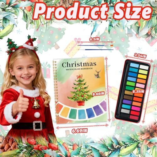 Watercolor Workbook - Coloring Book Beginner Friendly Painting Kit, Watercolor Workbooks for Adults with 24 Colors Paint, Exploration Gift for Adults Teens (Christmas) - Image 2
