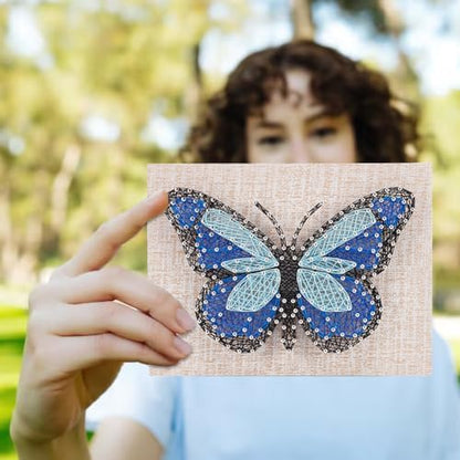 WEBEEDY DIY String Art Kit Blue Butterfly Craft Kit Creative Craft Kits 3D String Art Supplies for Adult Christmas Holiday Home Wall Table Decorations Gift - Image 7
