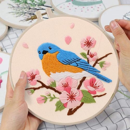 Louise Maelys Blue Bird Embroidery Kit for Beginners, DIY Floral Kit - Image 5