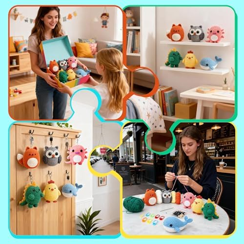 Joyclub Crochet Kit for Beginners 6 Animal Family with Video for Adults - Image 2