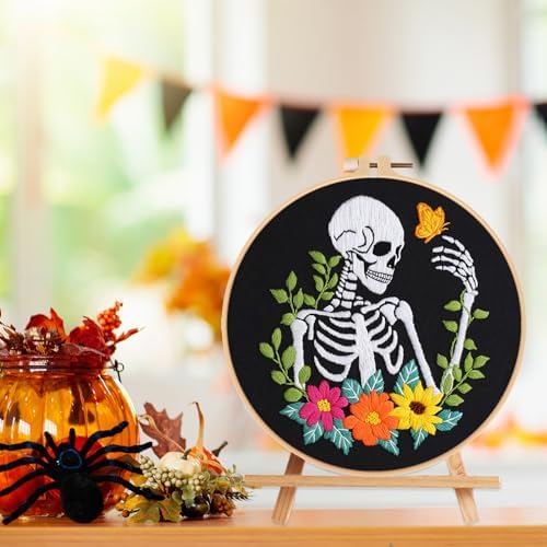 Louise Maelys Halloween Embroidery Kit with Skeleton, Flower and Butterfly - Image 5