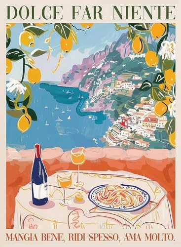 Italian Pasta Wine Paint by Numbers Kit for Adults Canvas, Frameworkless by FairylandJinWenn