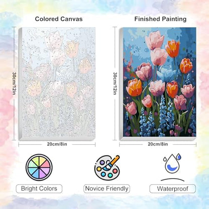 Flowers Framed Paint by Numbers Kit for Adults Beginner & Kids Ages 8-12 - Image 3