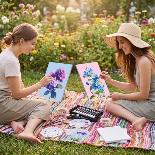 Cholemy 36 Pcs Paint and Sip Kit Gift for Adults 8''x10'',Vivid Flowers - Image 6